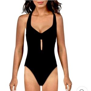 NEW BCBG Plunge Hot Black Swimsuit (M)